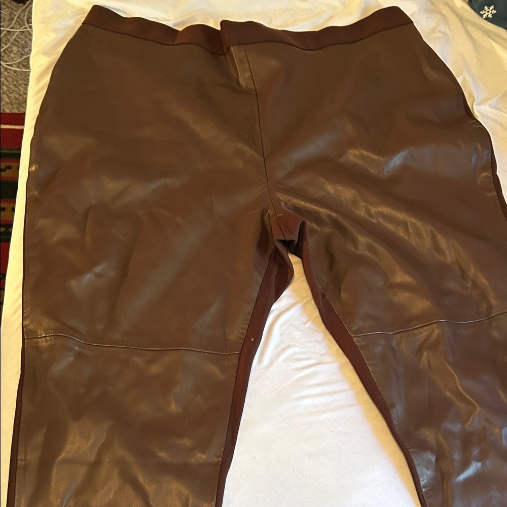 Roaman's Chocolate Brown Leather Pants